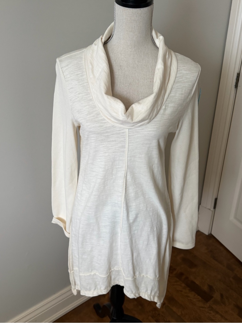 Women's Cream Cowl Neck Sweater Tunic